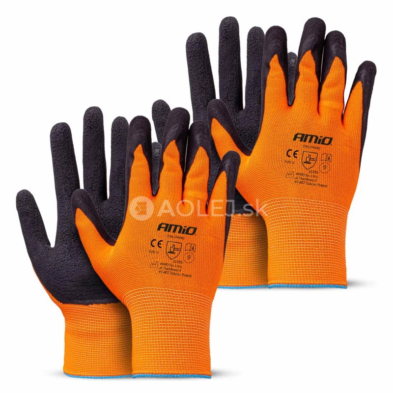 Ochrann&eacute; rukavice polyesterov&eacute;, potiahnut&eacute; latexovou penou, veľkosť 9 (2 p&aacute;ry), trieda 2132X &ndash; AMiO-04640