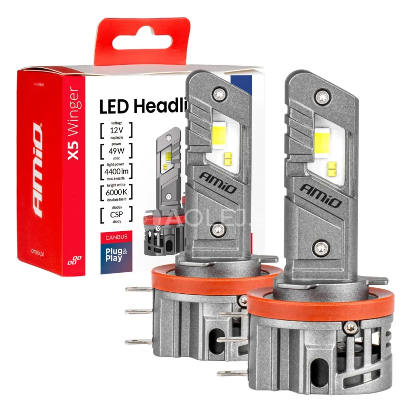LED žiarovky X5-series WINGER H15 49W 6000K CANBUS AMiO-04685