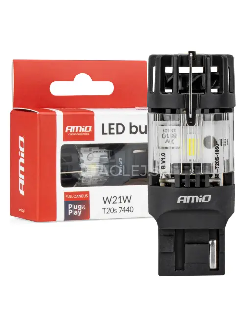 LED žiarovka LumiTec T20S 7440 W21W 12V FULL CANBUS biela 1 ks AMiO-04686