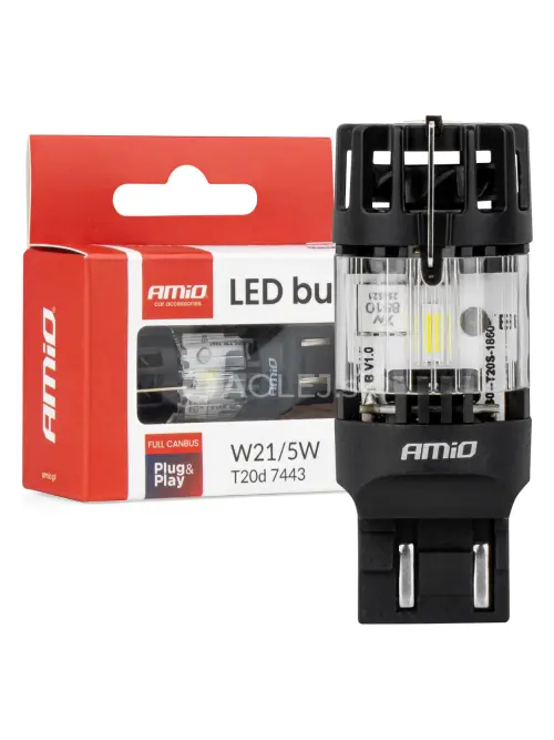 LED žiarovka LumiTec T20D 7443 W21/5W 12V FULL CANBUS biela AMiO-04687