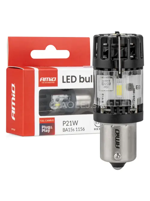 LED žiarovka LumiTec BA15S P21W 12V FULL CANBUS biela 1 ks AMiO-04688
