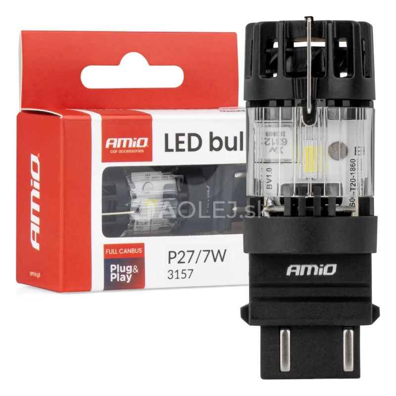 LED žiarovka LumiTec 3157 P27/7W 12V FULL CANBUS biela 1ks AMiO-04691