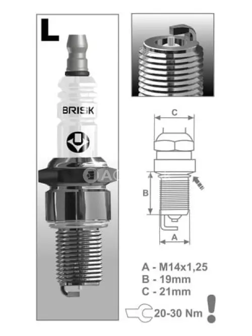 Brisk 1537 Zapaľovacia sviečka LR12SL
