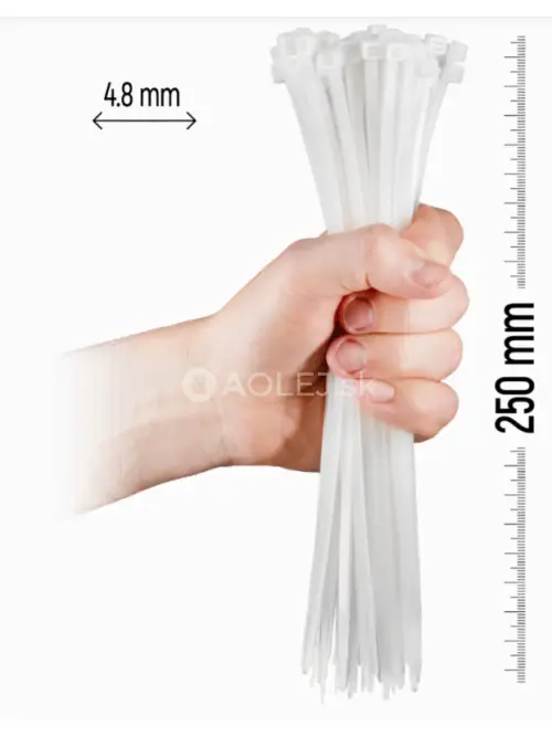 Zollex P&aacute;ska sťahovacia plastov&aacute; 4,8 x 250 biela 100ks