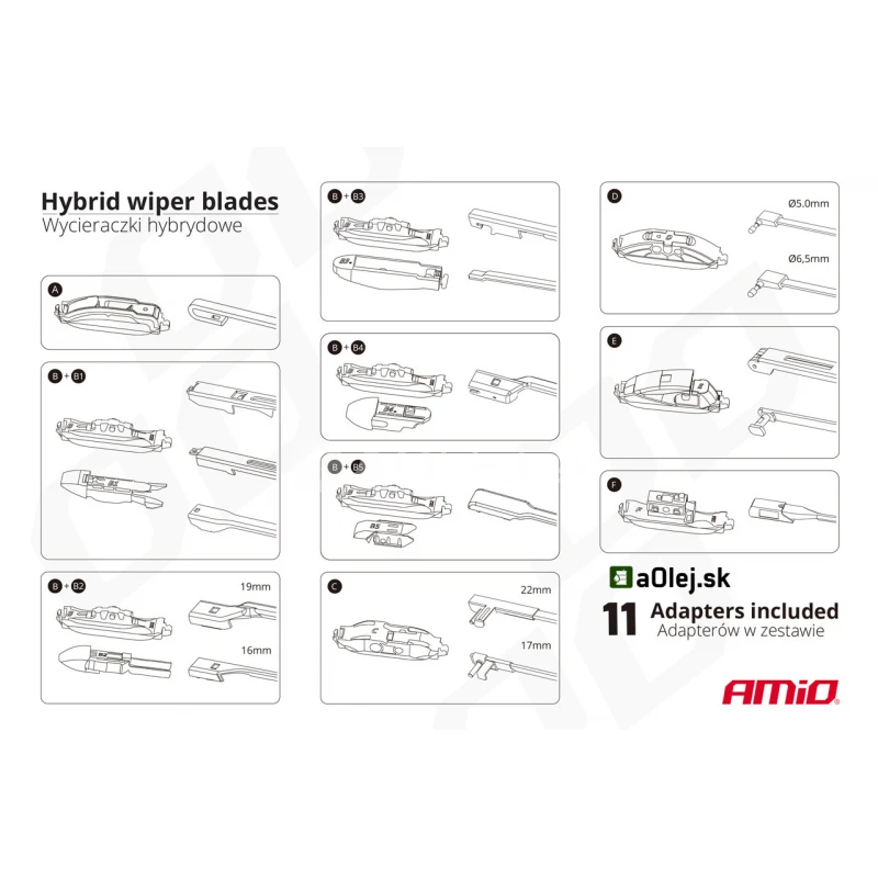 Stierač Hybrid multiconnect 19" (480mm) 11 adapt&eacute;rov