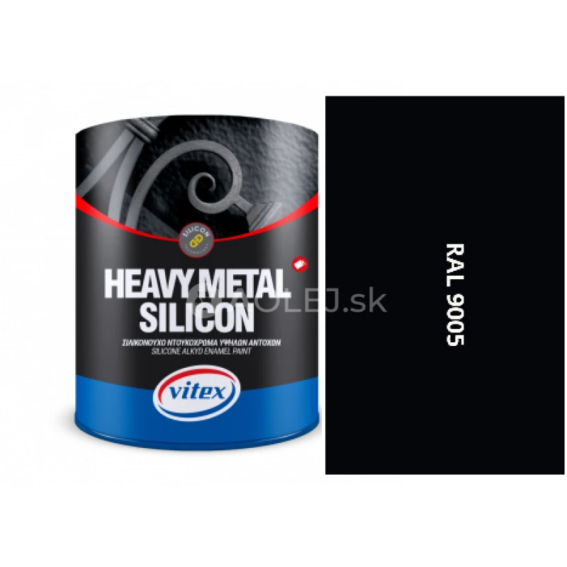 VITEX HEAVY METAL SILIKON - ALKYDOV&Aacute; FARBA NA KOV RAL 9005 čierna 750ML