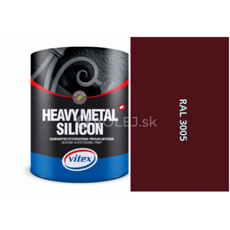 VITEX HEAVY METAL SILIKON - ALKYDOV&Aacute; FARBA NA KOV RAL 3005 v&iacute;nov&aacute; červen&aacute; 750ML
