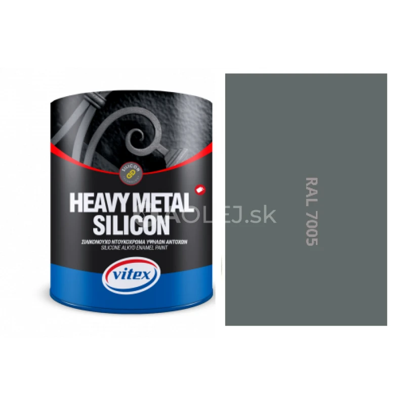 VITEX HEAVY METAL SILIKON - ALKYDOV&Aacute; FARBA NA KOV RAL 7005 my&scaron;ia &scaron;eda 750ML