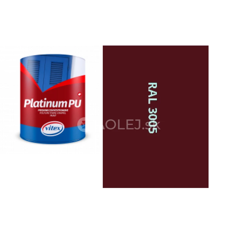 VITEX PLATINUM  - farba na drevo a kov  sat&eacute;nov&aacute; RAL 3005 V&Iacute;NOVO ČERVEN&Aacute; 0,75L