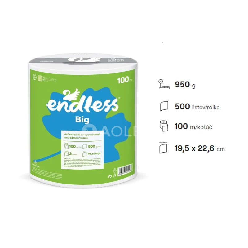 Endless 2 vrstvová papierová utierka, návin 100m, 500 útržkov, 900g