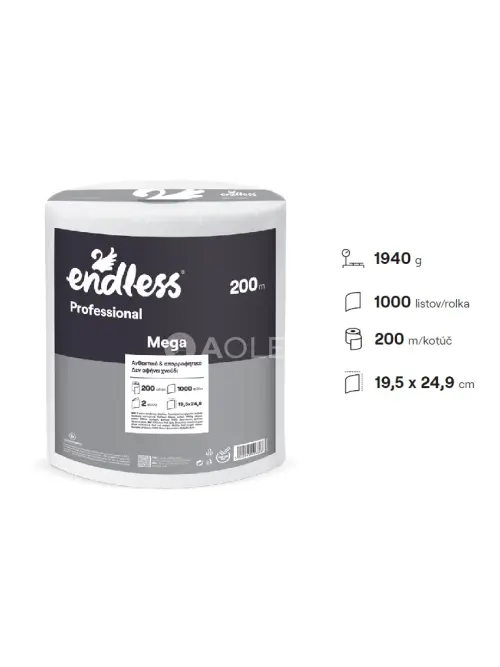 Endless 2 vrstvová papierová utierka, návin 200m, 1000 útržkov, 1940g