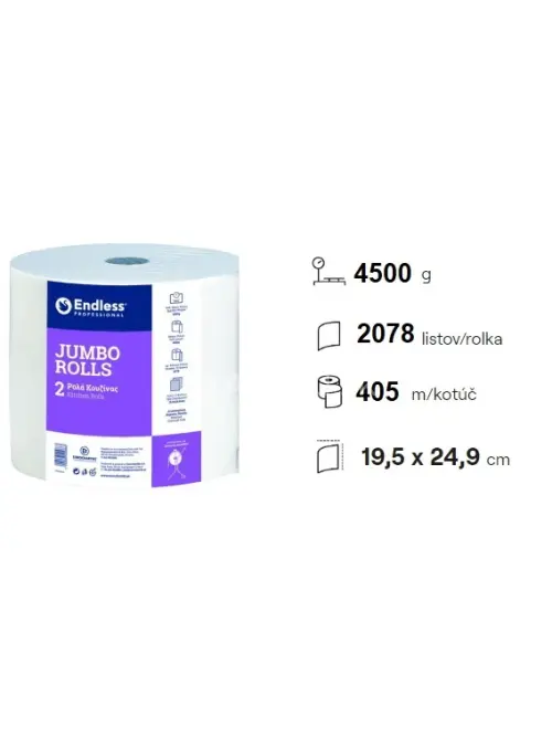 Endless 2 vrstvová papierová utierka, návin 405m, 2078 útržkov, 4500g