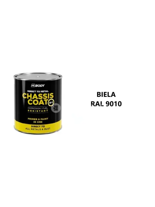 HB BODY 410 chassis coat, polomat - farba na kov a strechy 4 v 1 RAL 9010 biela 750ml