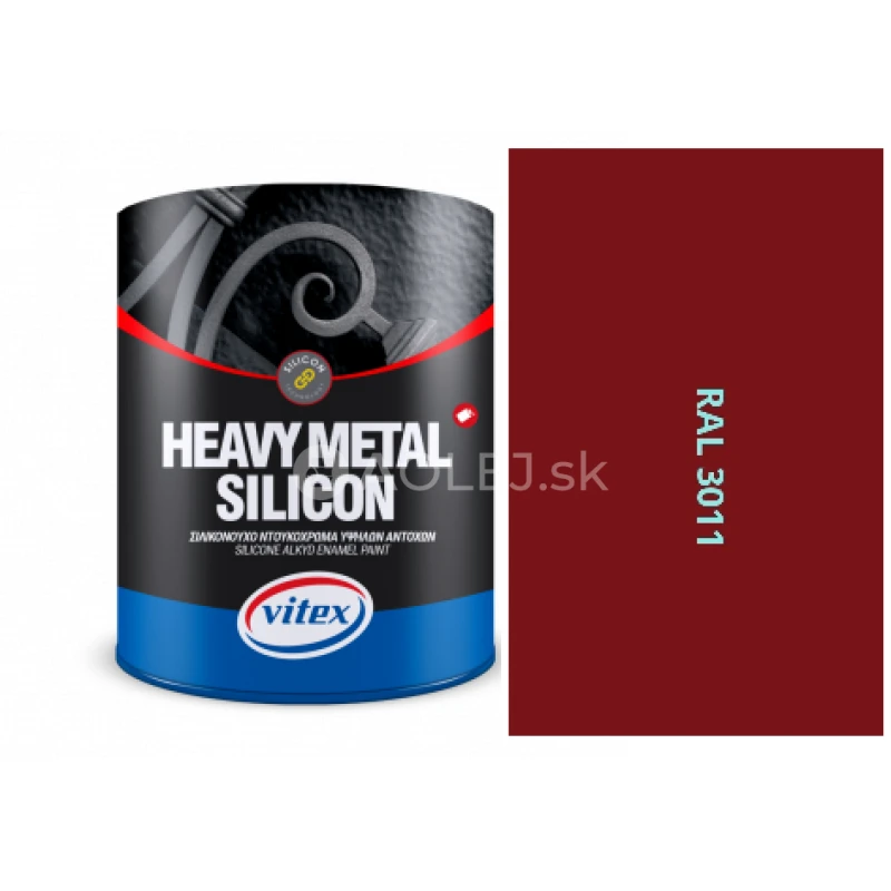 VITEX HEAVY METAL SILIKON - ALKYDOV&Aacute; FARBA NA KOV SAT&Eacute;N RAL 3011 červenohned&aacute; 750ML