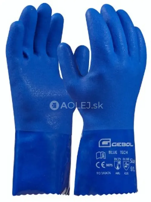 Gebol Pracovn&eacute; rukavice BLUE TECH č.10, na chemik&aacute;lie, s PVC ochrannou vrstvou