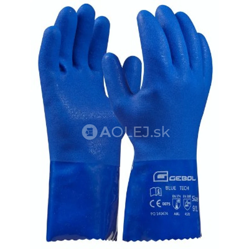 Gebol Pracovn&eacute; rukavice BLUE TECH č.10, na chemik&aacute;lie, s PVC ochrannou vrstvou