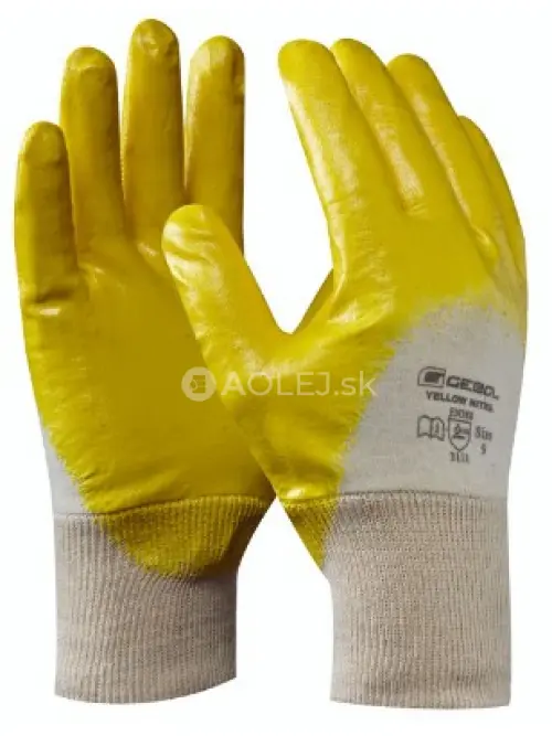 Gebol Pracovn&eacute; rukavice pre mont&aacute;žne pr&aacute;ce YELLOW NITRIL č.9, s nitrilovou ochrannou vrstvou