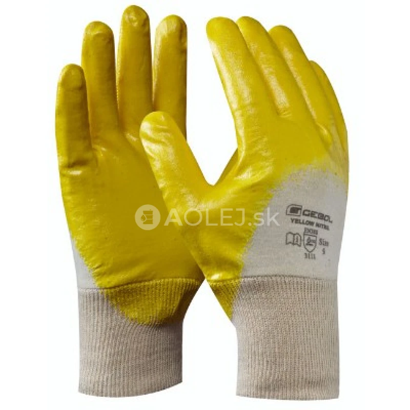 Gebol Pracovn&eacute; rukavice pre mont&aacute;žne pr&aacute;ce YELLOW NITRIL č.9, s nitrilovou ochrannou vrstvou