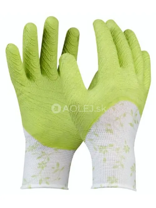 Gebol Pracovn&eacute; rukavice z&aacute;hradn&eacute; FLOWER GREEN č.7, s latexovou ochrannou vrstvou