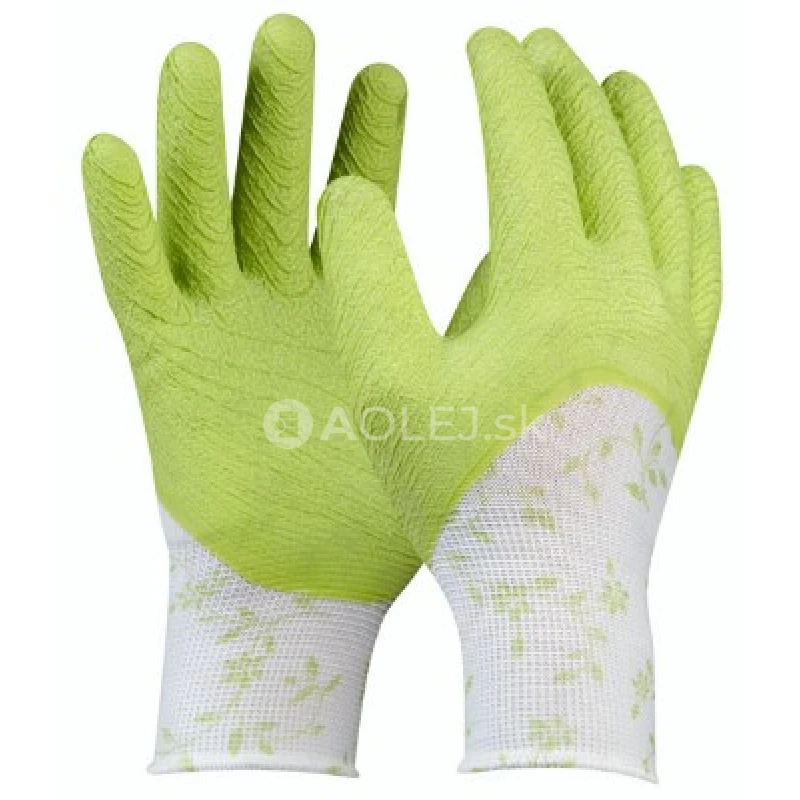 Gebol Pracovn&eacute; rukavice z&aacute;hradn&eacute; FLOWER GREEN č.7, s latexovou ochrannou vrstvou