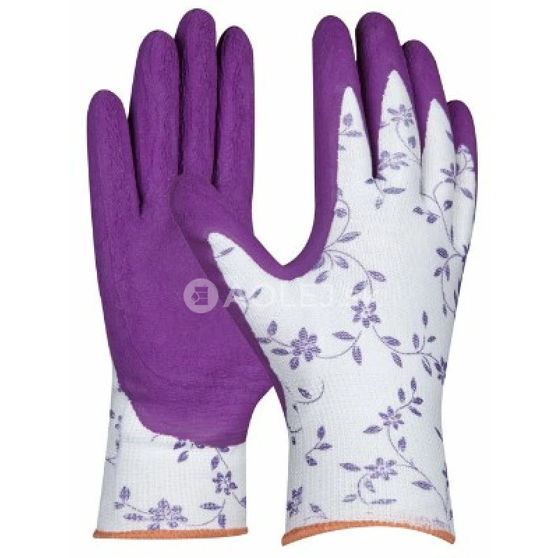 Gebol Pracovn&eacute; rukavice z&aacute;hradn&eacute; FLOWER LILA č.6, s latexovou ochrannou vrstvou