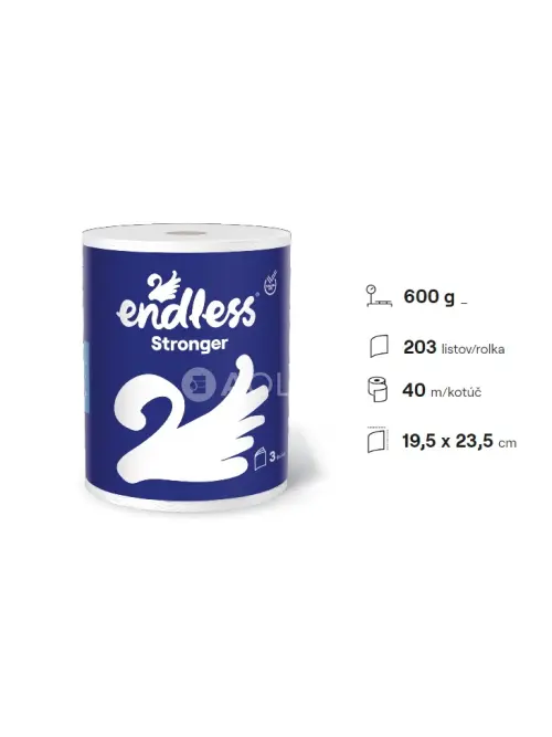 Endless Stronger 3 vrstvová papierová utierka, návin 40m, 203 útržkov, 600g