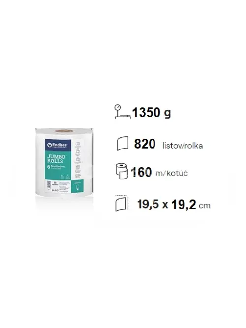 Endless 2 vrstvová papierová utierka, návin 160m, 820 útržkov, 1350g