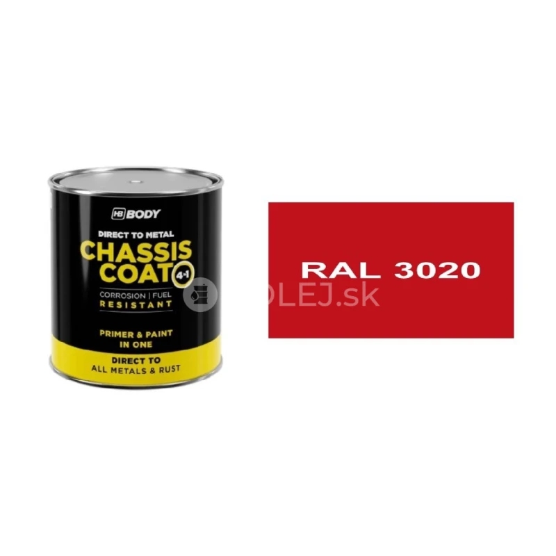 HB BODY 410 chassis coat, polomat - farba na kov a strechy 4 v 1 RAL 3020 750ml