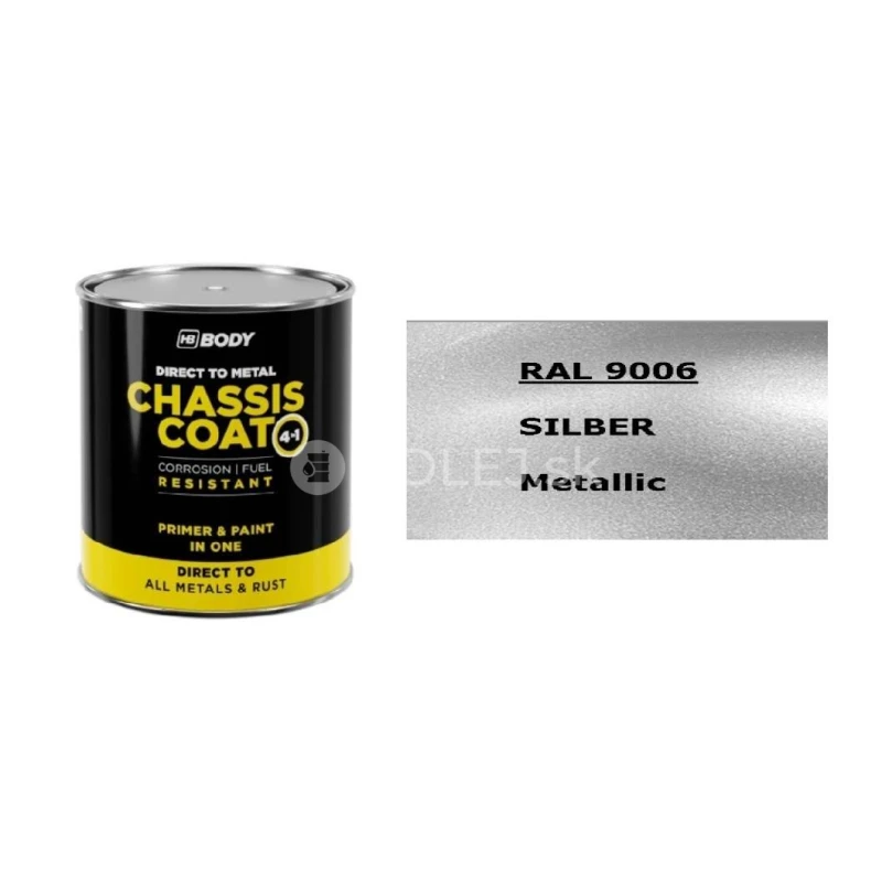HB BODY 410 chassis coat, polomat - farba na kov a strechy 4 v 1 RAL 9006 750ml