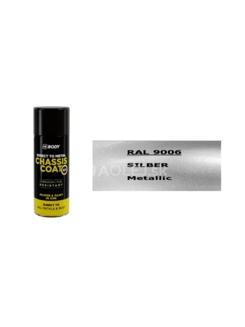 HB BODY 410 chassis coat, polomat - farba na kov a strechy 4 v 1 RAL 9006 sprej 400ml