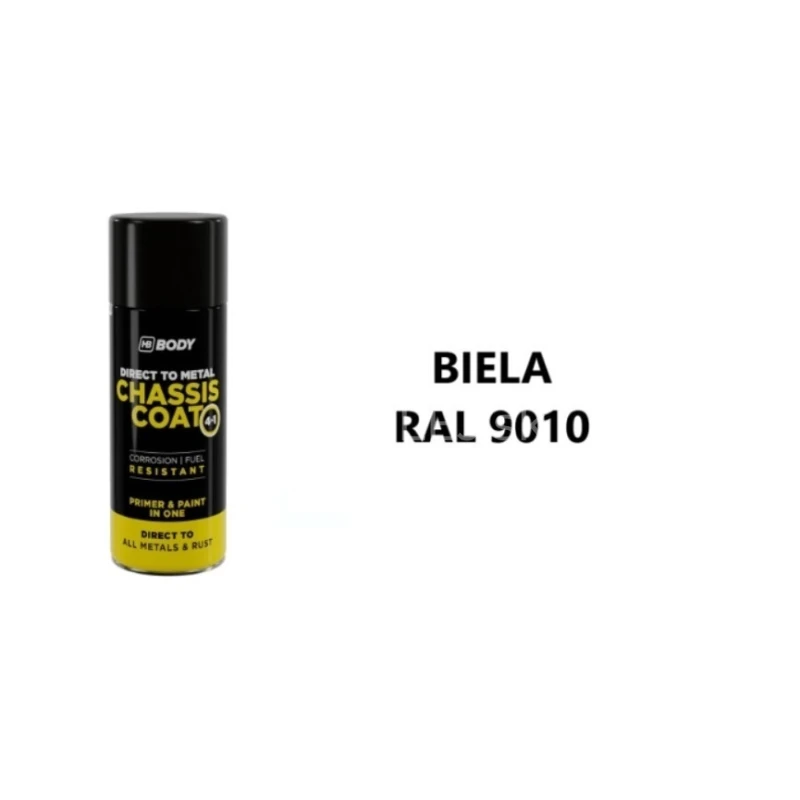 HB BODY 410 chassis coat, polomat - farba na kov a strechy 4 v 1 RAL 9010 biely sprej 400ml
