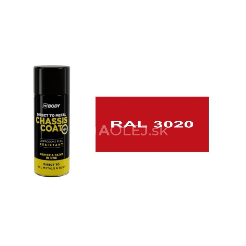 HB BODY 410 chassis coat, polomat - farba na kov a strechy 4 v 1 RAL 3020 sprej 400ml