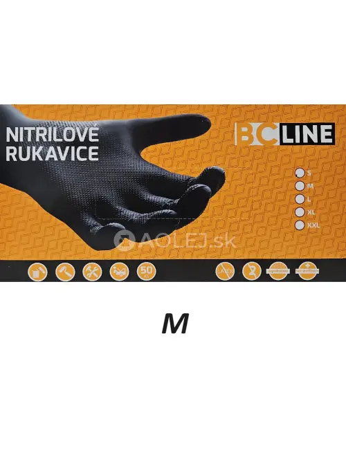 BC LINE gripov&eacute;, nitrilov&eacute;, proti&scaron;mykov&eacute; rukavice M balenie 50ks