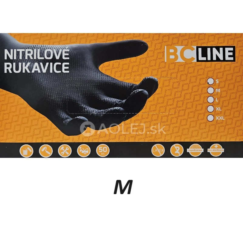 BC LINE gripov&eacute;, nitrilov&eacute;, proti&scaron;mykov&eacute; rukavice M balenie 50ks