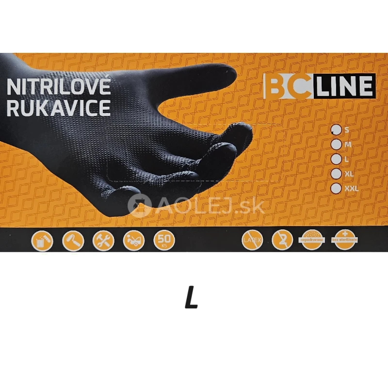 BC LINE gripov&eacute;, nitrilov&eacute;, proti&scaron;mykov&eacute; rukavice L balenie 50ks