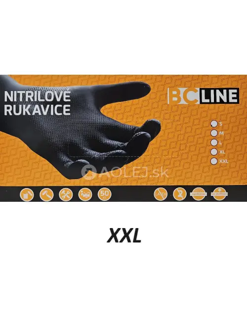 BC LINE gripov&eacute;, nitrilov&eacute;, proti&scaron;mykov&eacute; rukavice XXL balenie 50ks