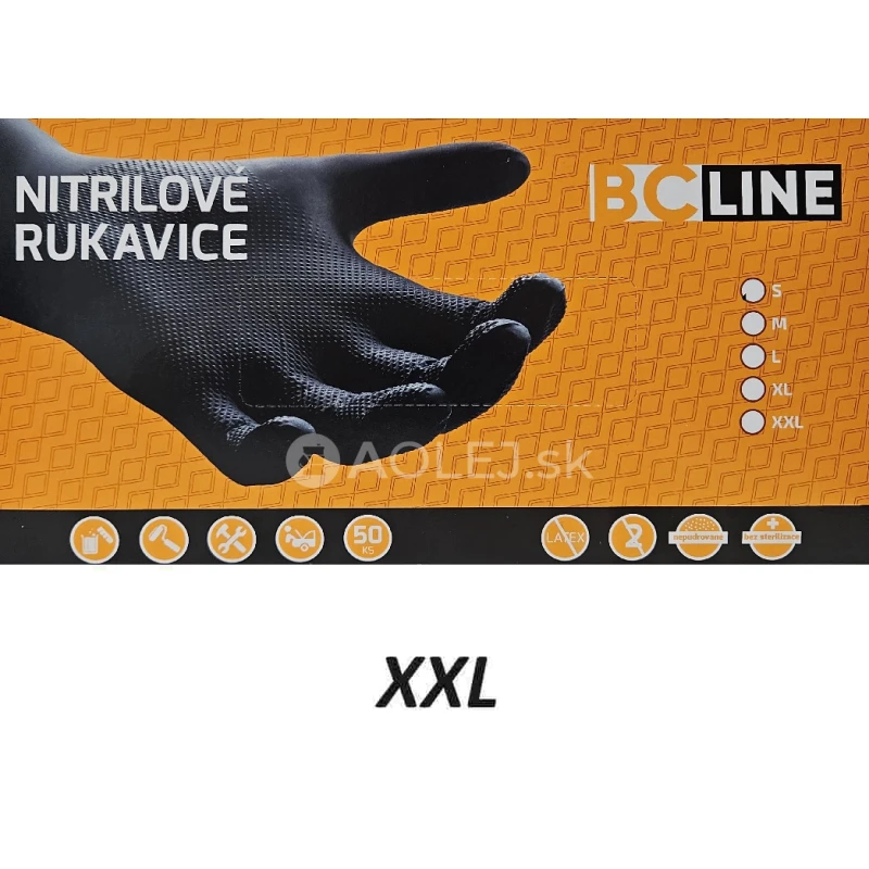 BC LINE gripov&eacute;, nitrilov&eacute;, proti&scaron;mykov&eacute; rukavice XXL balenie 50ks