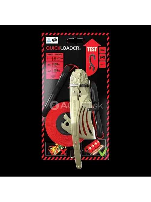 QUICKLOADER Retractable/Samonav&iacute;jaj&uacute;ci jednodielny popruh s račňou 800 kg 4,2 m (0,7 m + 3,5 m) x 25 mm