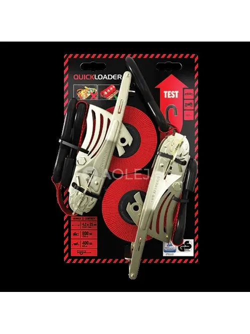 QUICKLOADER Retractable/Samonav&iacute;jaj&uacute;ci jednodielny popruh s račňou 800 kg 4,2 m (0,7 m + 3,5 m) x 25 mm 2-pack