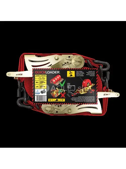 QUICKLOADER Retractable/Samonav&iacute;jaj&uacute;ci jednodielny popruh s račňou 2000 kg 5 m x 35 mm 2-pack