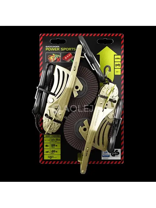 QUICKLOADER Rectractable/Motosport Samonav&iacute;jaj&uacute;ci jednodielny popruh s račňou 800 kg 3,5 m x 25 mm 2-PACK