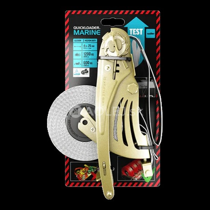 QUICKLOADER Retractable/Marine vodn&yacute; Samonav&iacute;jaj&uacute;ci jednodielny popruh s račňou 1200 kg 4 m x 25 mm