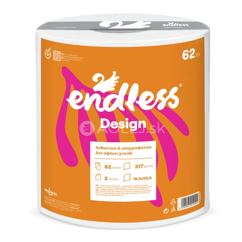 Endless Design, 2 vrstvová papierová utierka, kuchynská rolka, 62m, 600g
