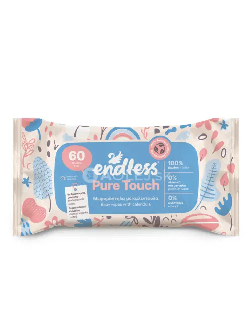 Endless Pure Touch, Detské vlhčené utierky s nechtíkom pre citlivú pokožku, 60ks v balení