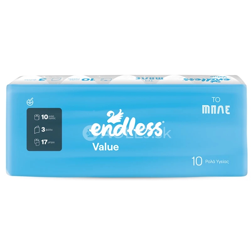 Endless Value, Toaletný papier 3 vrstnový, 17m/rolka, 10ks v balení