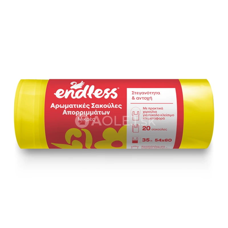 Endless Vrece na odpadky žlté s jablkovo-škoricovou vôňou, 20ks v balení, 54x60cm, 35l