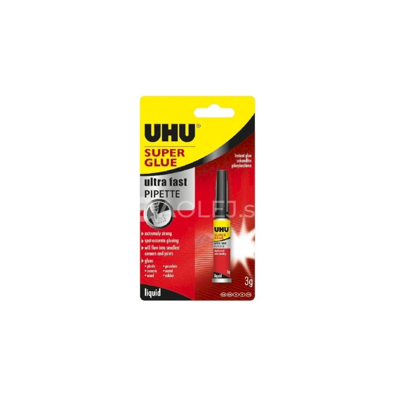 UHU Super Glue Pipette sekundové lepidlo 3 g