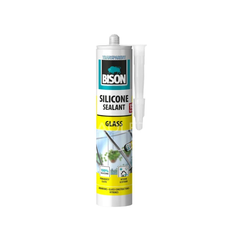 BISON SILICONE GLASS silikónový tmel na sklo TRANSPARENTNÝ 280 ml