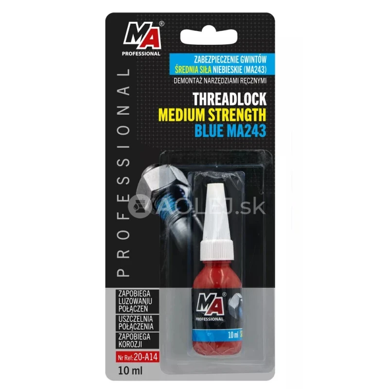 MA Professional Zaisťovač z&aacute;vitov, stredn&aacute; pevnosť &ndash; modr&aacute; 10ml