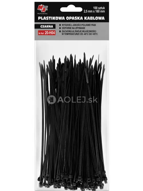 MA Professional Sťahovacie p&aacute;sky plastov&eacute; čierne 2,5x160mm 100ks